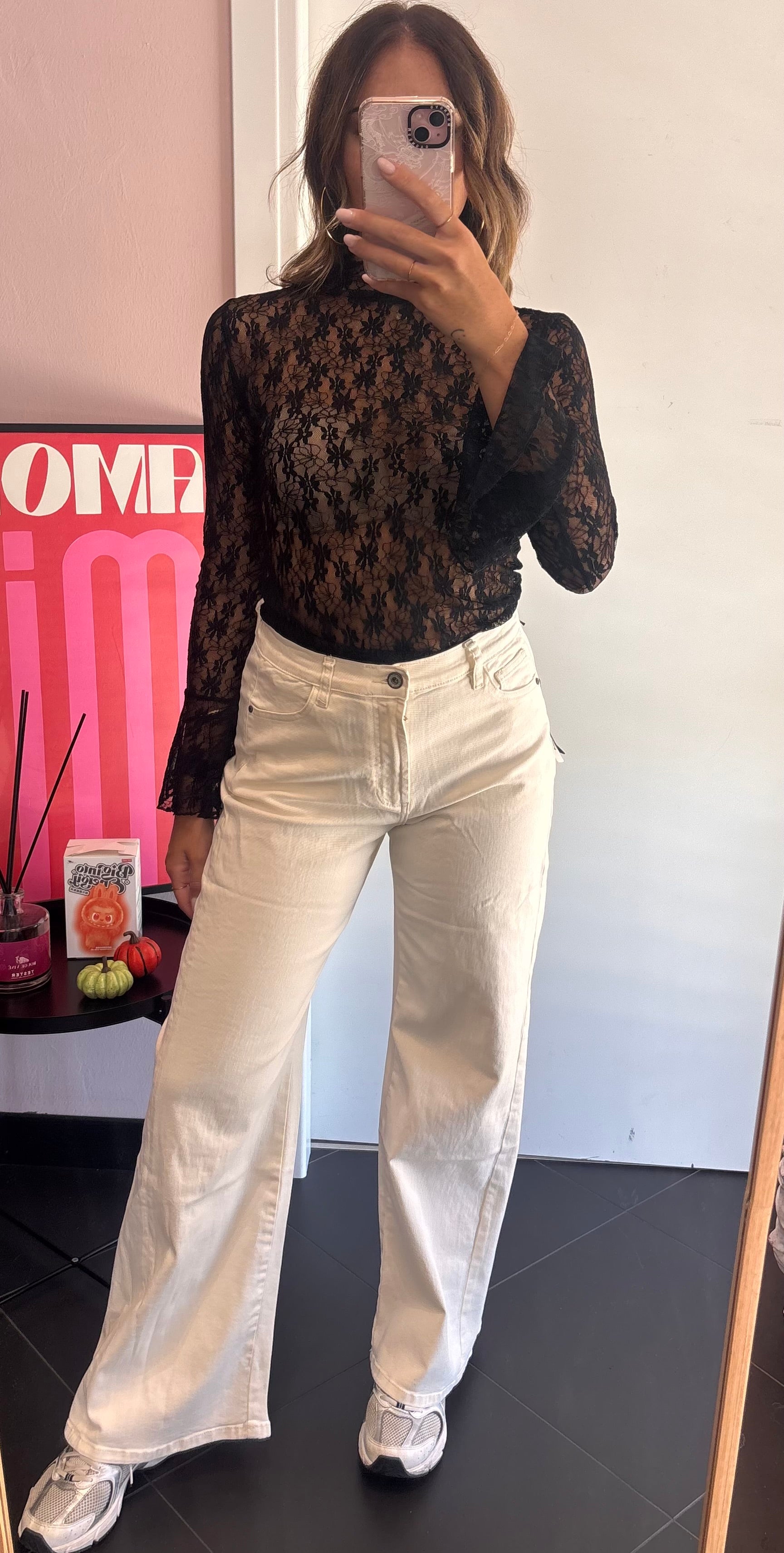 Jeans elasticizzato panna