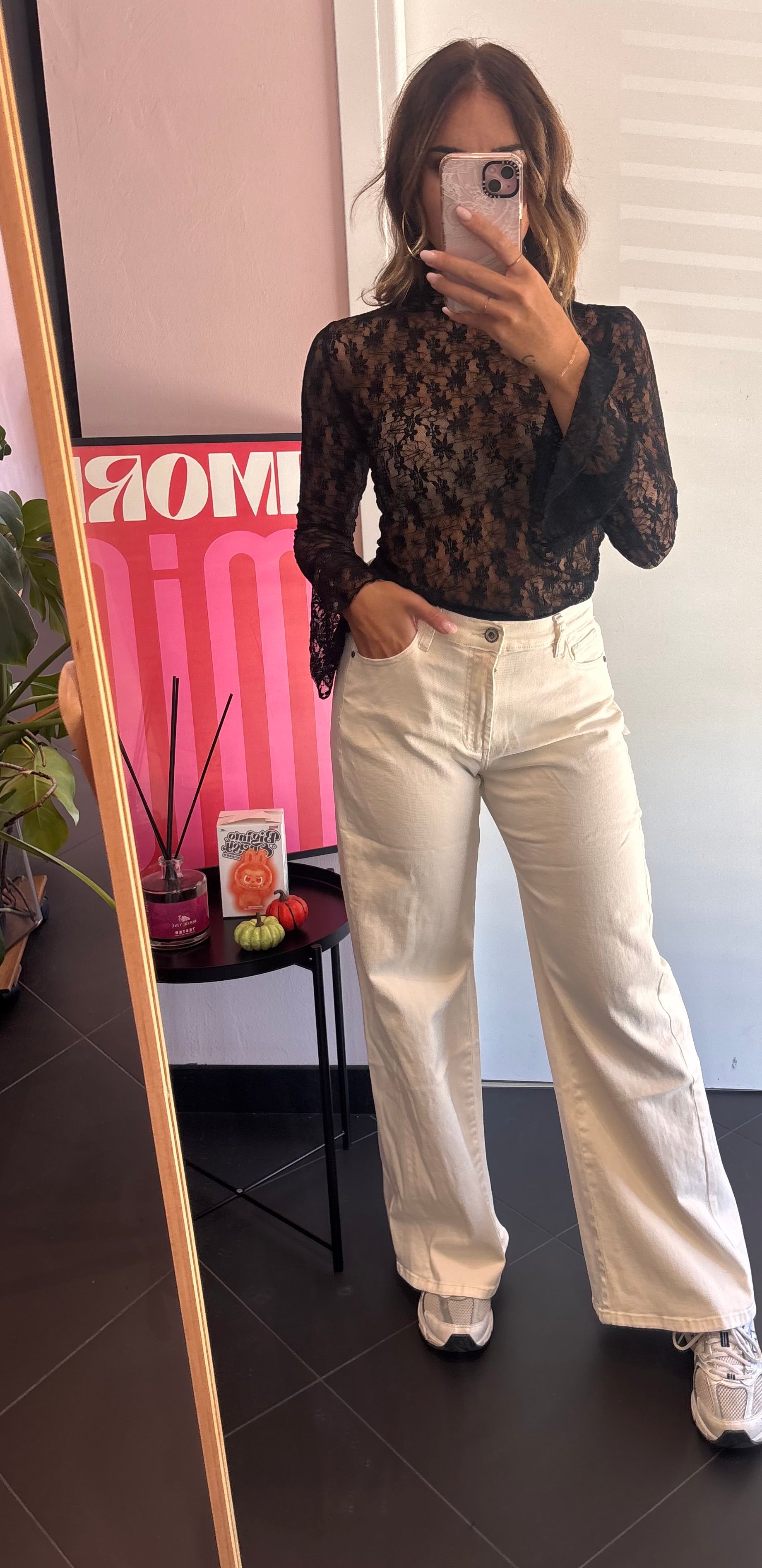 Jeans elasticizzato panna